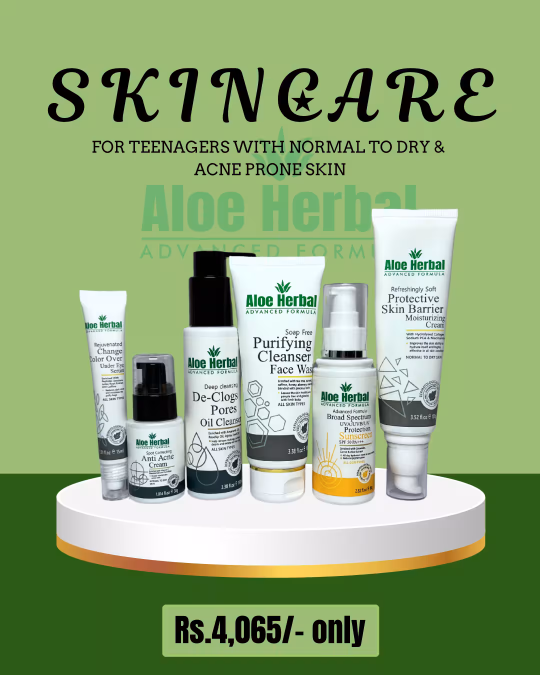 Teenager normal to dry acne skincare set